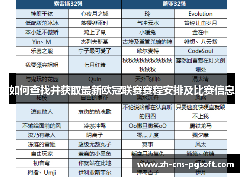 如何查找并获取最新欧冠联赛赛程安排及比赛信息